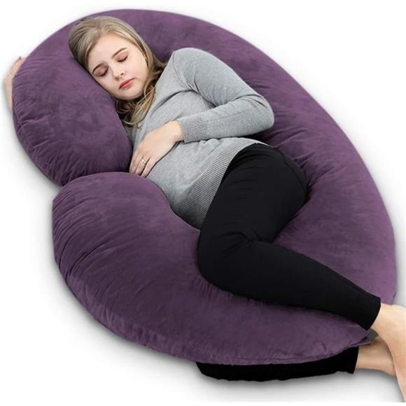 C-Shaped Pregnancy Pillow, Full Body Support Sleeping & Nursing Removable Cover - Picture 1 of 7